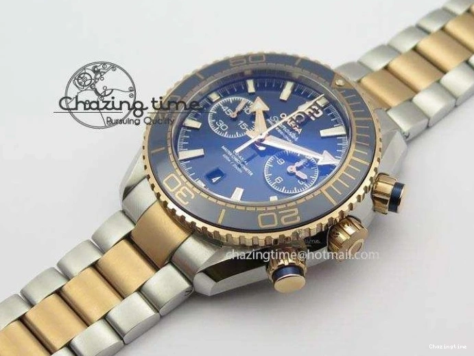0209 FlexibleFit Seamaster Professional Chrono SS RG Blue Ceramic Blue Dial On SS RG Bracelet A 8211